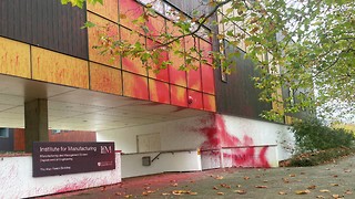 Pro-Palestinian students spray University Institute for Manufacturing with red paint