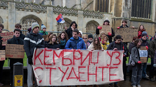 Serbian protesters hold vigil on King's Parade