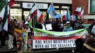 Iranian monarchists stage protest at Cambridge Union